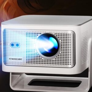 Ecran de projection, vidéo projecteur HY350Max Android 14 Portable, vue de face
