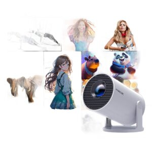 Mini videoprojecteur Android avec double WIFI, 290 lumens ANSI, vue de trois quarts