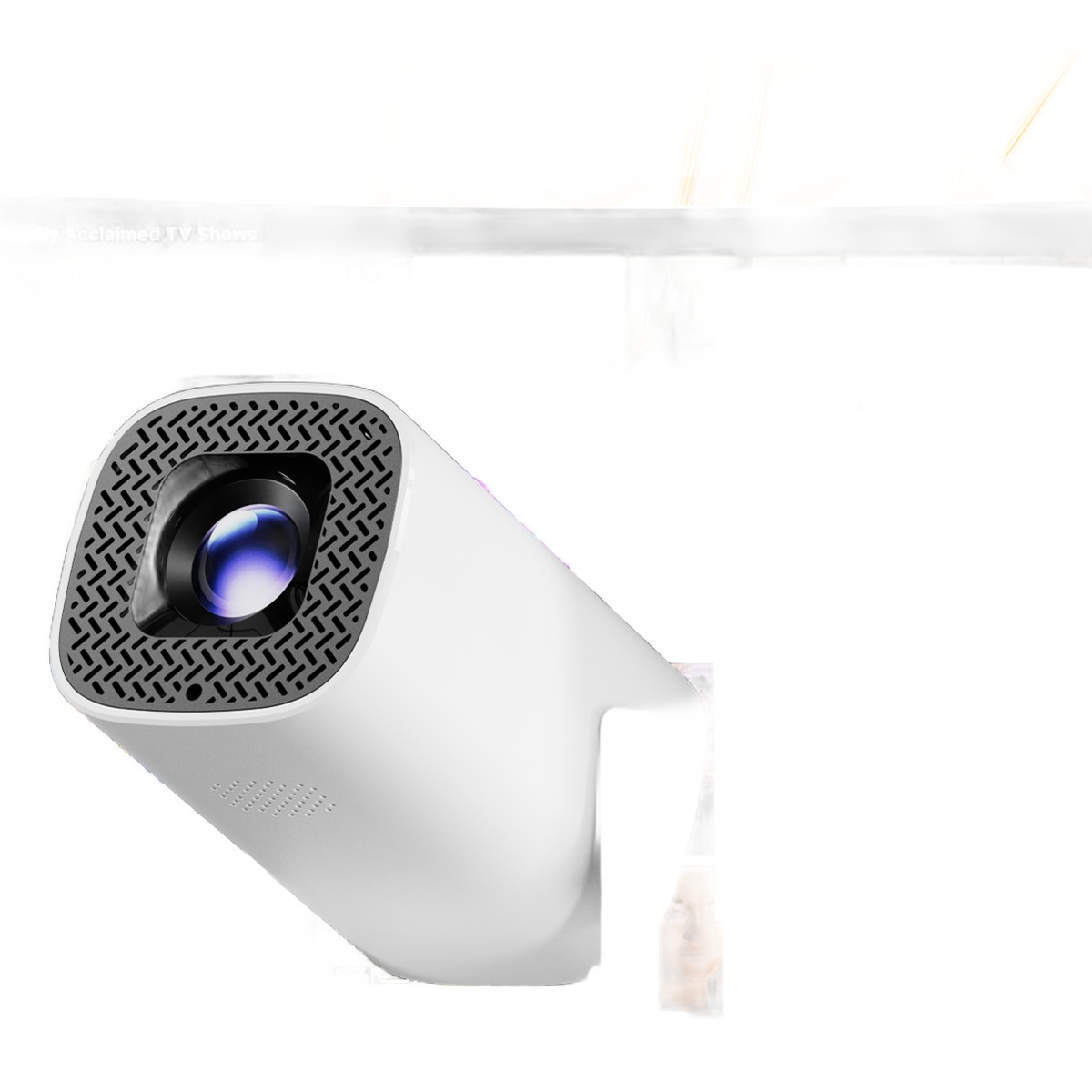 Mini vidéoprojecteur compact 180 ANSI lumens, dalle native 720p, vue de trois quarts