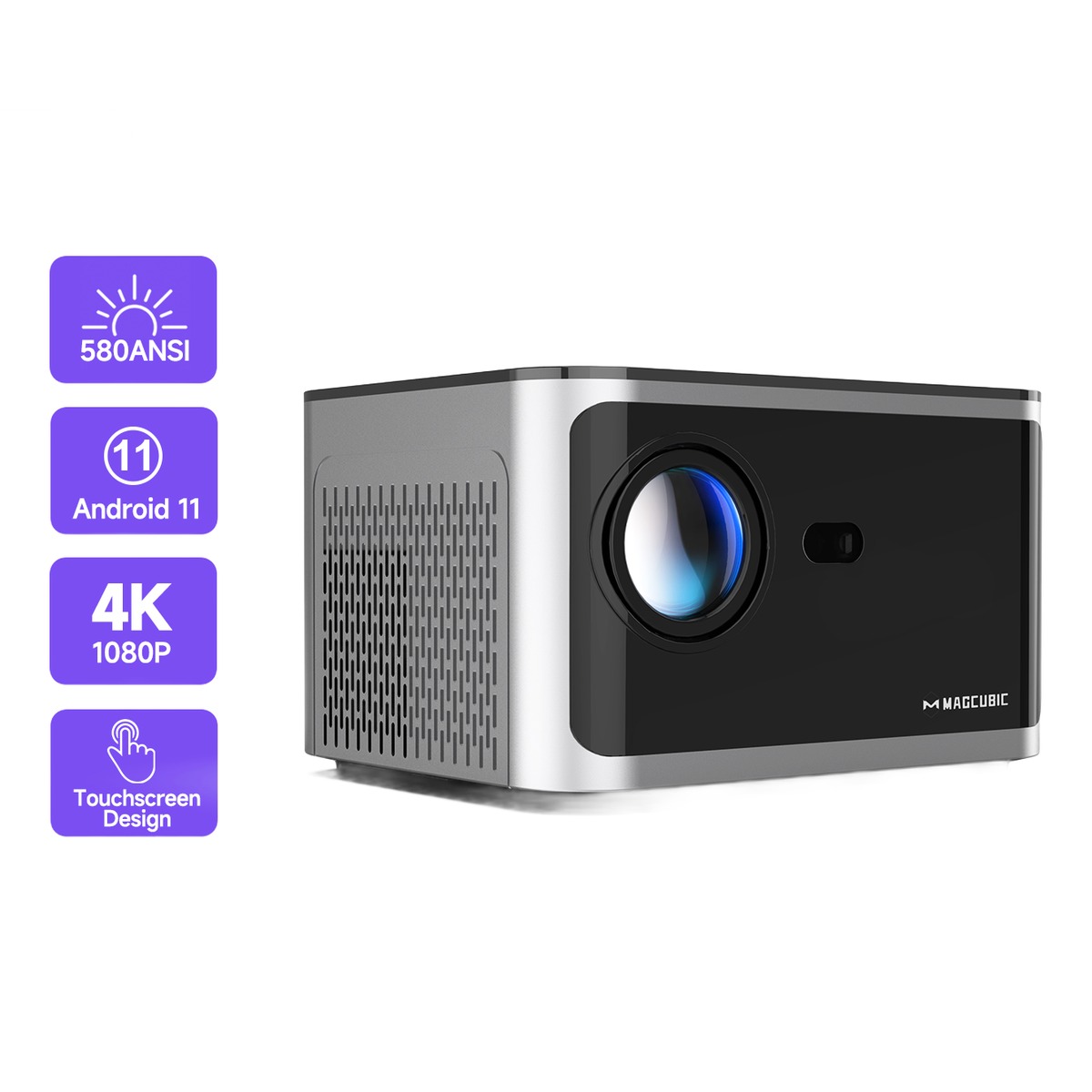 Mini videoprojecteur domestique 1080p, décodage 4K et Android, vue principale