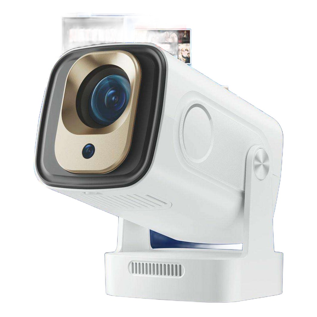 Mini vidéoprojecteur Full HD 1080p natif, mise au point automatique, vue de trois quarts