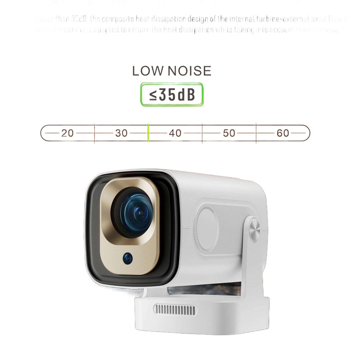 Mini vidéoprojecteur Full HD 1080p natif, mise au point automatique, vue de face