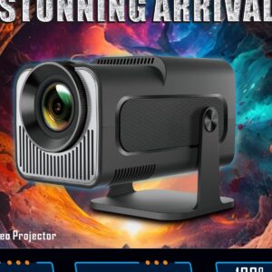 Mini Vidéoprojecteur HY320 720P Double Wifi6 BT5.0 Android, vue de trois quarts