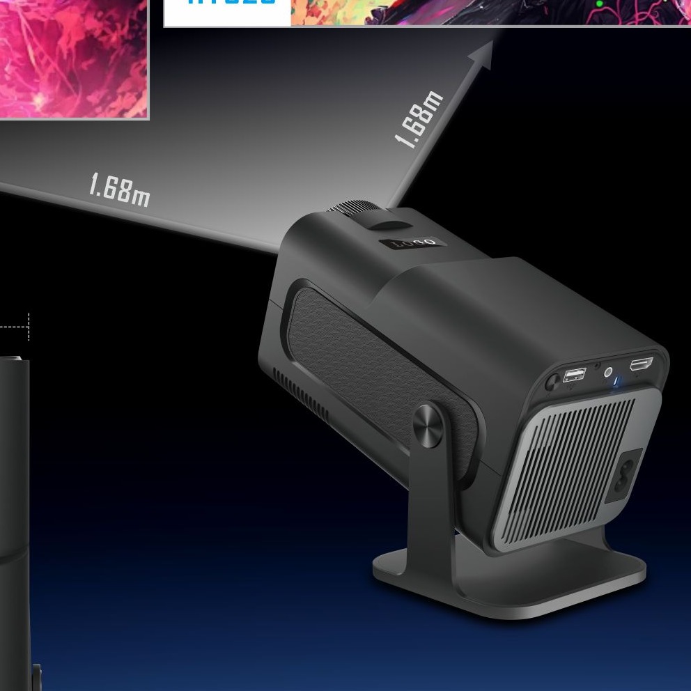 Mini Vidéoprojecteur HY320 720P Double Wifi6 BT5.0 Android, detail