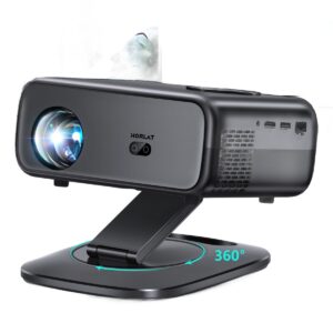 Mini videoprojecteur portable Full HD a mise au point automatique, vue de trois quarts