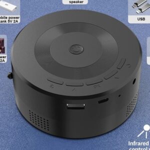 Mini vidéoprojecteur USB portable 1080P angle flexible, vue de face