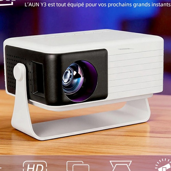 Mini vidéoprojecteur Y3 Portable HD 720p, vue de trois quarts