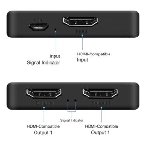 Répartiteur pour câble vidéoprojecteur HDMI 1 vers 2, vue de face