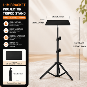 Support de projecteur réglable, trois hauteurs, vue arriere