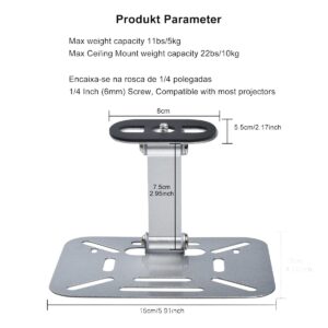 Support vidéoprojecteur de table, orientable et réglable, vue de profil