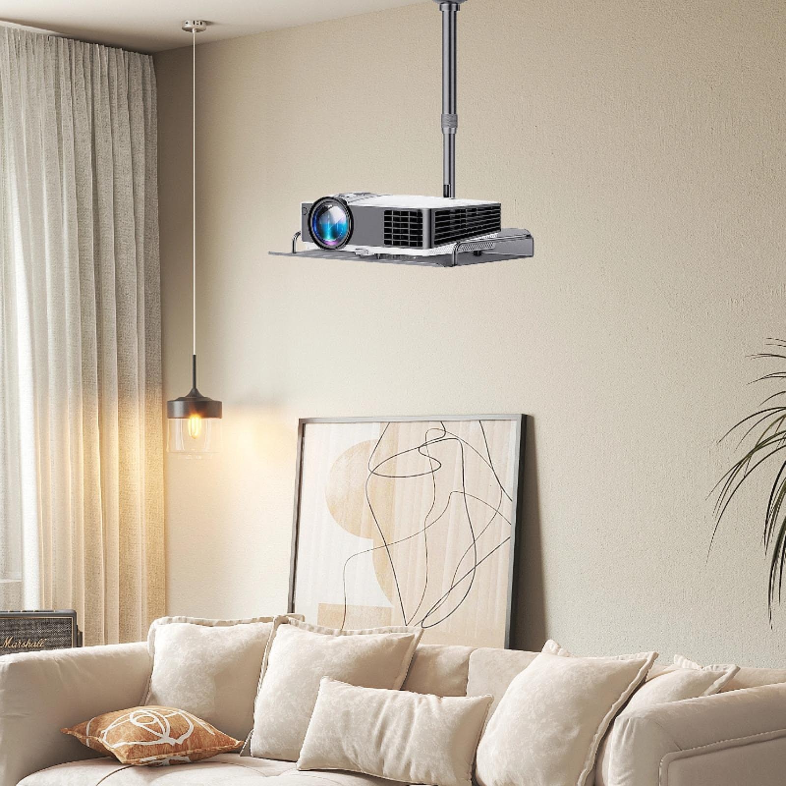 Support vidéoprojecteur plafond à plateau 31 x 22 cm, tube de 20 à 40 cm, vue de profil