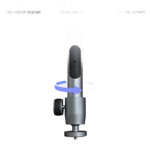 Support vidéoprojecteur plafond télescopique en aluminium, rotule 360, vue de face