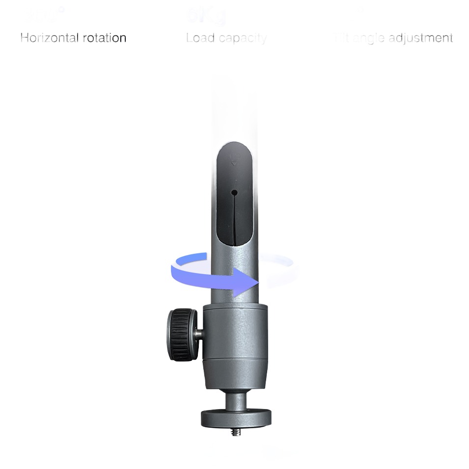 Support vidéoprojecteur plafond télescopique en aluminium, rotule 360, vue de face