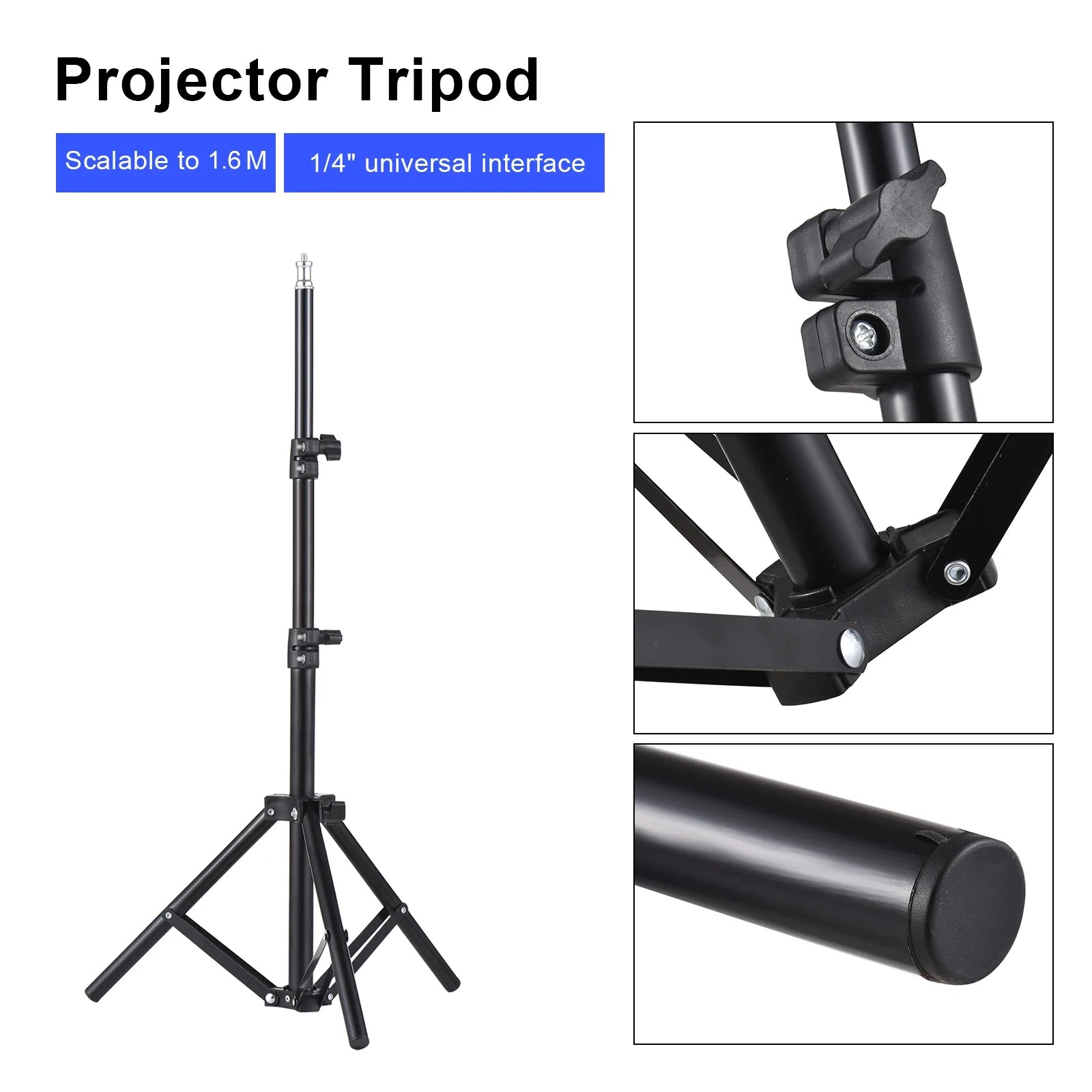 Support videoprojecteur trépied aluminium, 58 à 160 cm, vue arriere