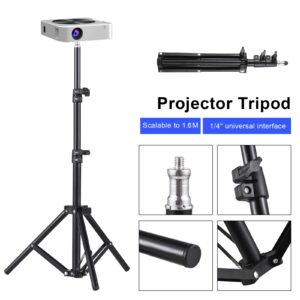 Support vidéoprojecteur trépied extensible jusqu'à 1,6 mètre, vue de face