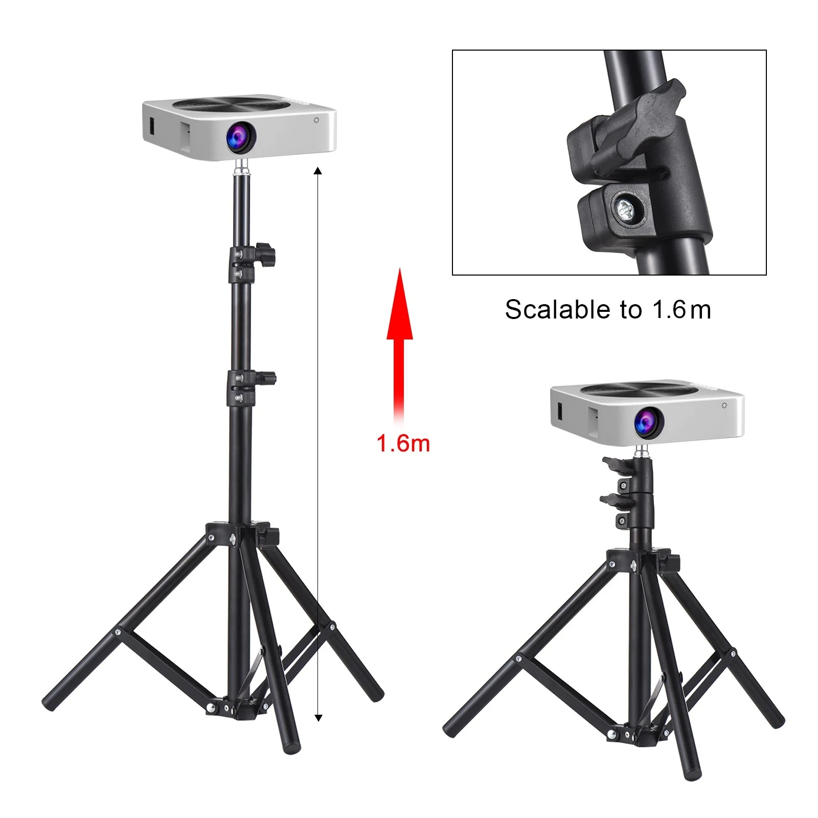 Support vidéoprojecteur trépied extensible jusqu'à 1,6 mètre, detail