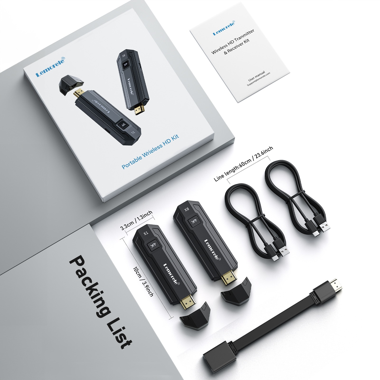 Transmetteur HDMI sans fil 4K pour projecteur et caméra, vue de trois quarts