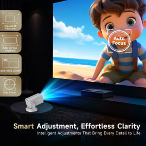 Vidéoprojecteur 4K à 330 lumens ANSI et autofocus, vue arriere