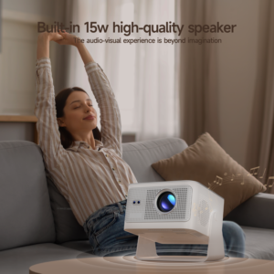 Vidéoprojecteur 4K à 900 lumens ANSI sous Android 14, vue de profil