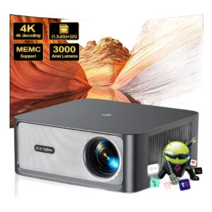 Videoprojecteur 4K compatible Android avec lecture 3D, vue de face