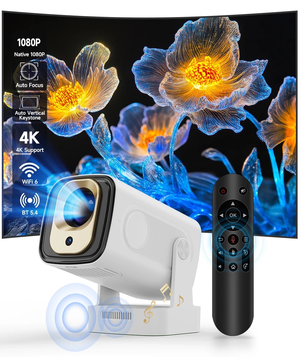 Vidéoprojecteur 4K compatible avec assistant vocal et haut-parleur 5 W, vue principale
