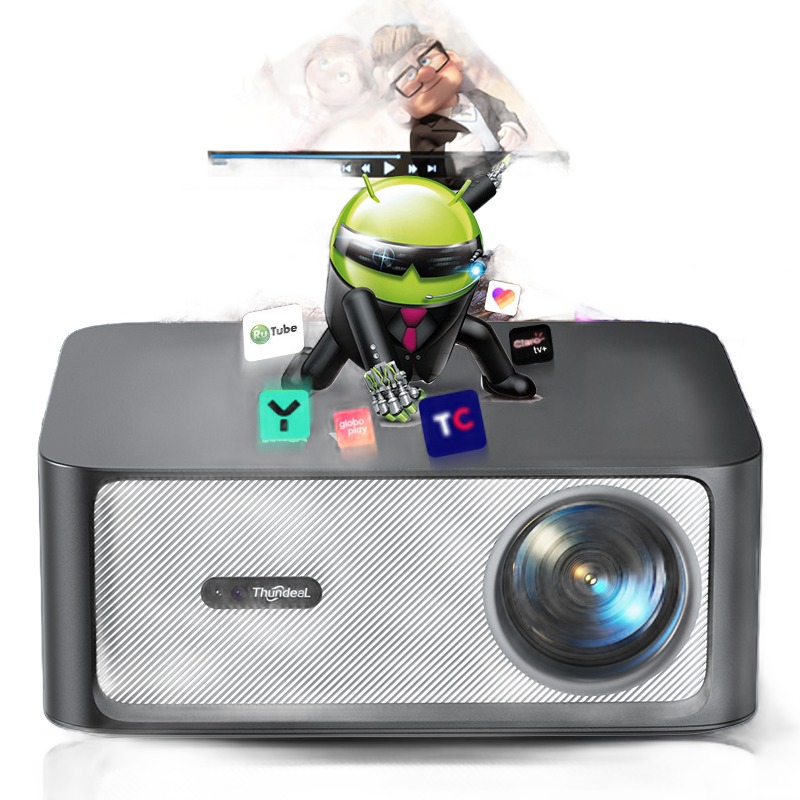 Videoprojecteur 4K compatible avec autofocus et Wi-Fi, vue de face