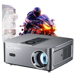 Videoprojecteur 4K compatible compact sous Android, vue de face