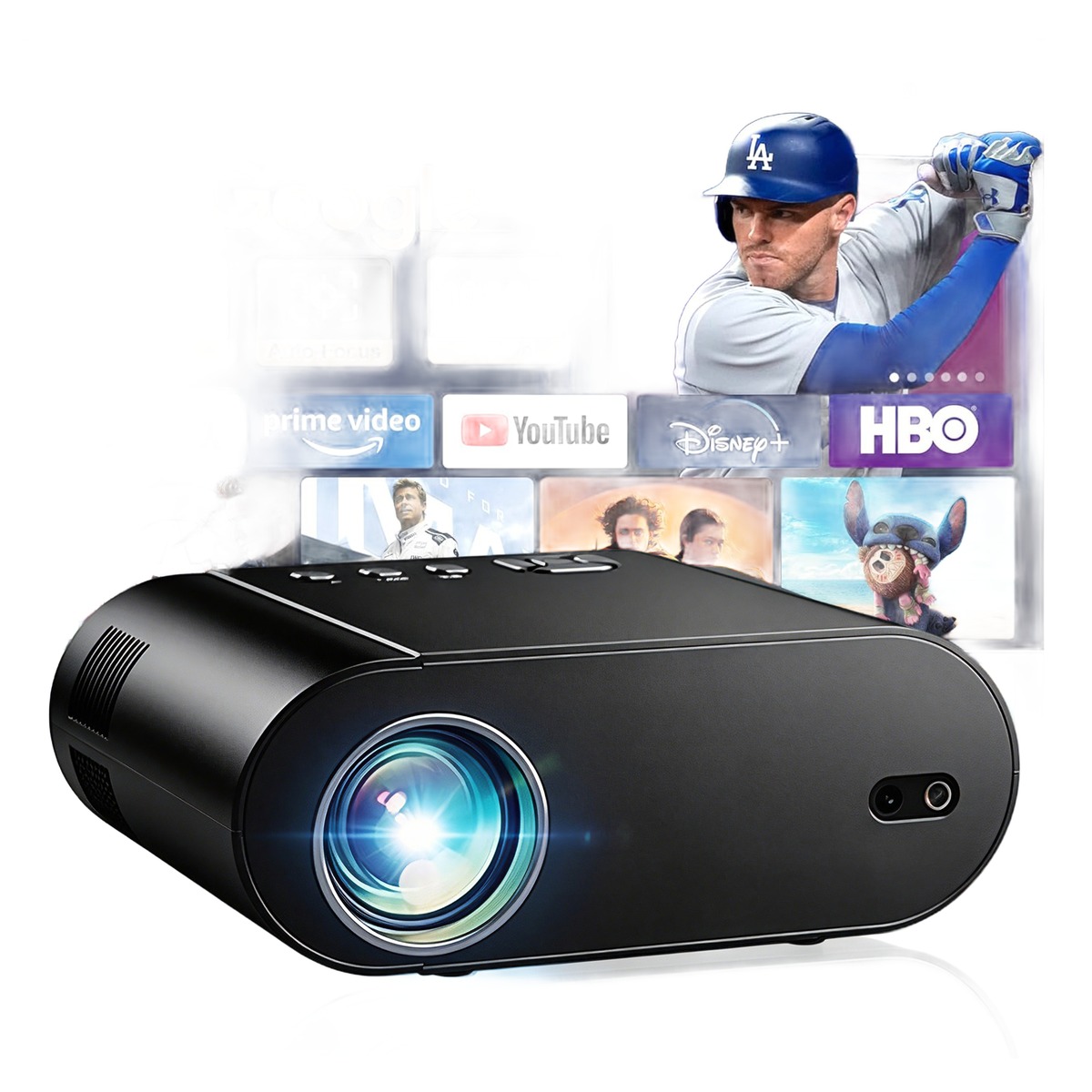 Vidéoprojecteur 4K en lecture, 1080p natif et 1000 lumens ANSI, vue de trois quarts