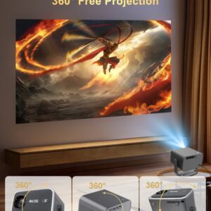 Vidéoprojecteur 4K en lecture, Android TV, pied métal à 360°, detail