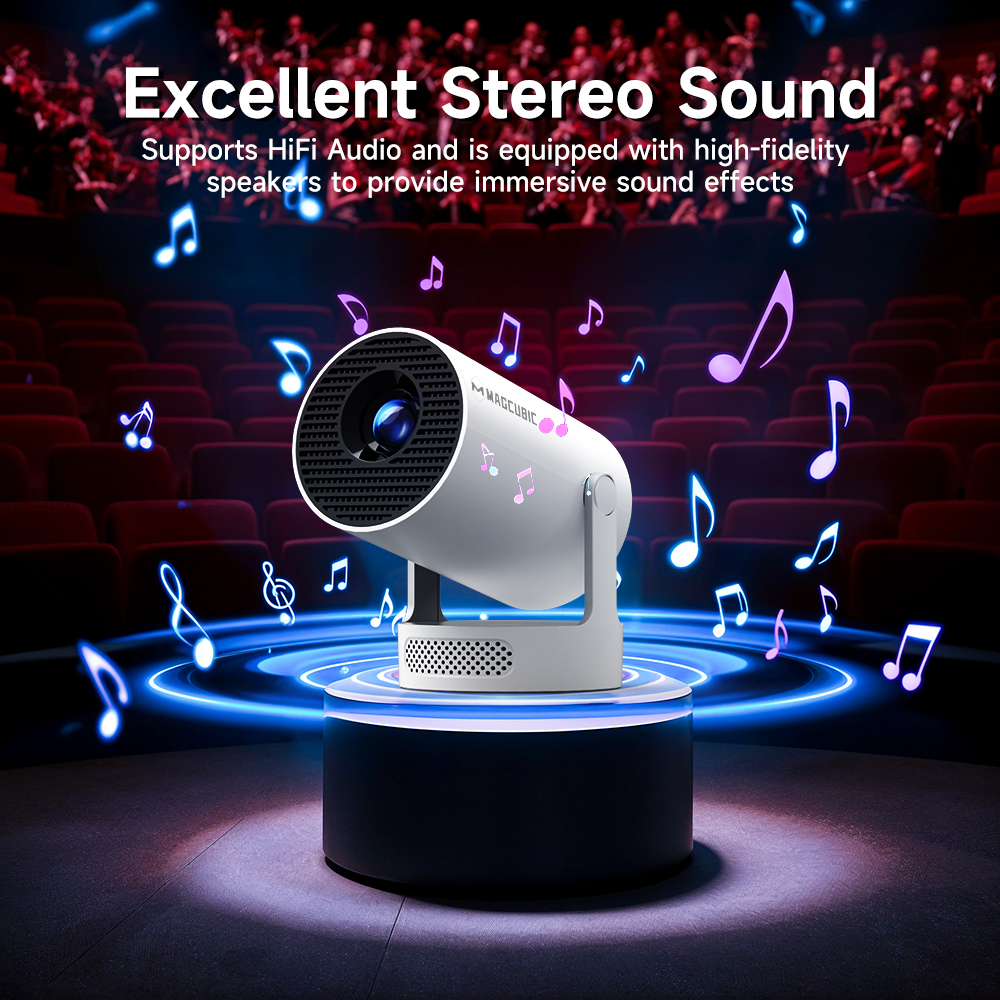 Vidéoprojecteur 4K magnétique avec télécommande vocale, vue arriere