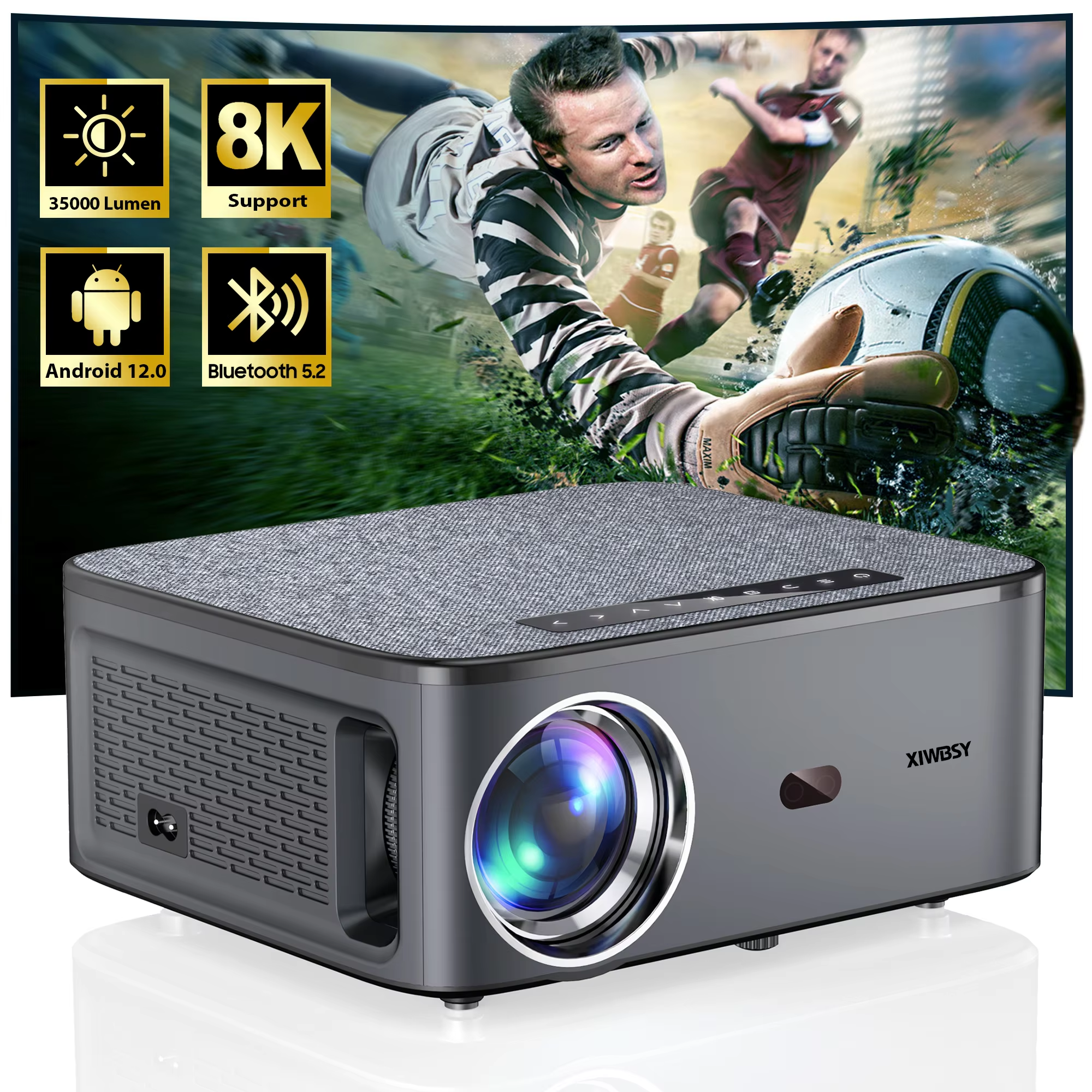 Vidéoprojecteur 4K sous Android 12 pour salon, vue principale