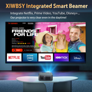 Vidéoprojecteur 4K sous Android 12 pour salon, vue de trois quarts