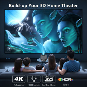 Vidéoprojecteur 4K sous Android 12 pour salon, vue de face