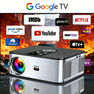 Vidéoprojecteur 4K sous Google TV avec correction auto, vue principale