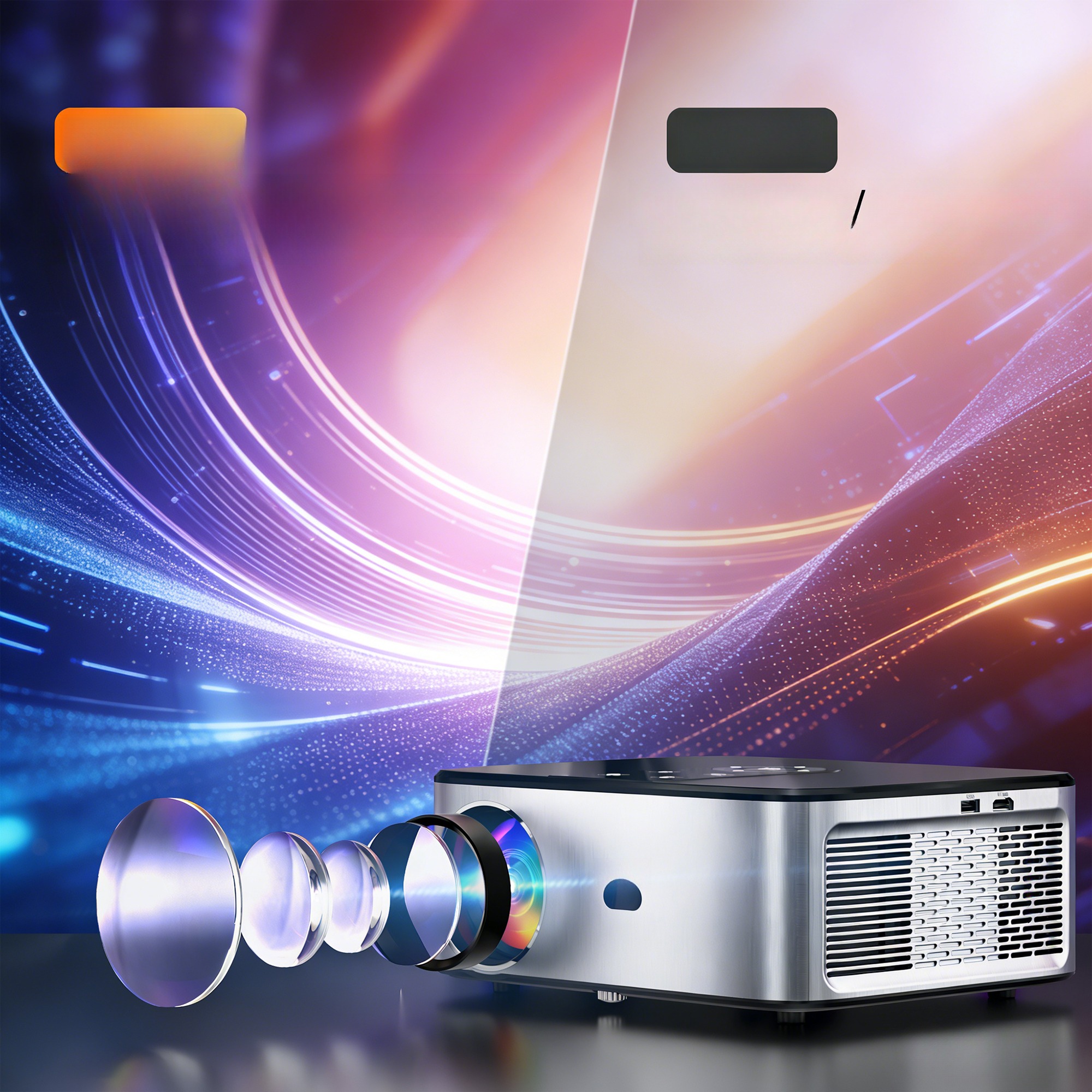Vidéoprojecteur 4K sous Google TV avec correction auto, vue de face