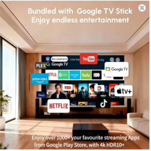 Vidéoprojecteur 4K sous Google TV avec correction auto, vue arriere
