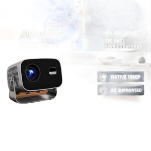 Vidéoprojecteur portable 900 lumens ANSI sur pied rotatif à 360°, vue de trois quarts