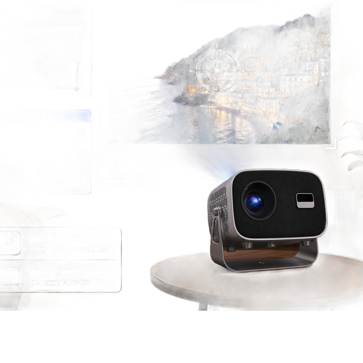 Vidéoprojecteur portable 900 lumens ANSI sur pied rotatif à 360°, vue de face