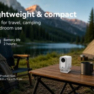 Vidéoprojecteur portable à batterie 16 000 mAh, Android 14, vue de trois quarts