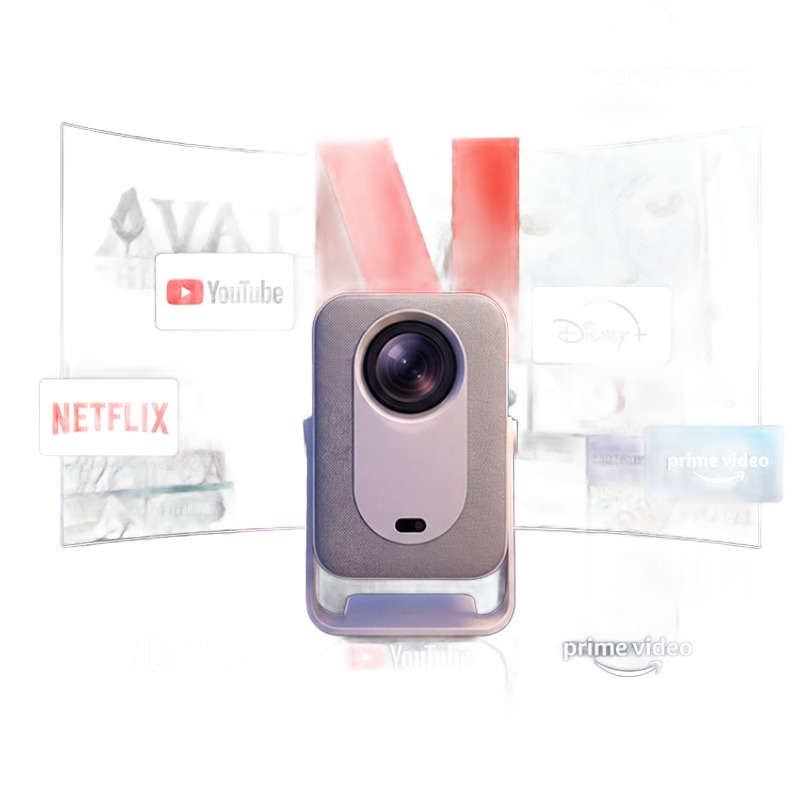 Vidéoprojecteur portable à batterie 16 000 mAh, Android 14, vue de face