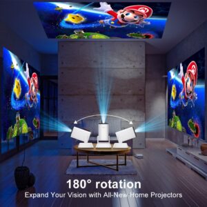 Vidéoprojecteur portable à batterie intégrée, WIFI 6, rotation 180°, vue de trois quarts