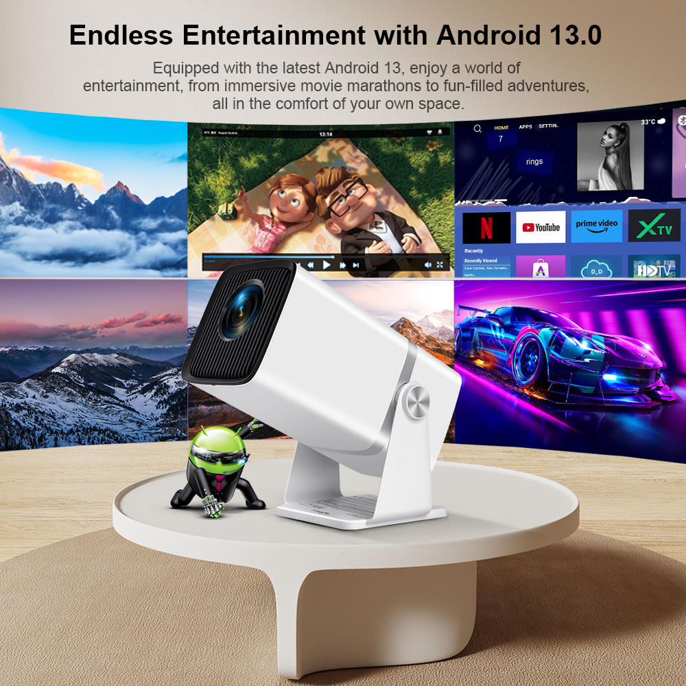 Vidéoprojecteur portable Full HD pour cinéma maison, vue de face