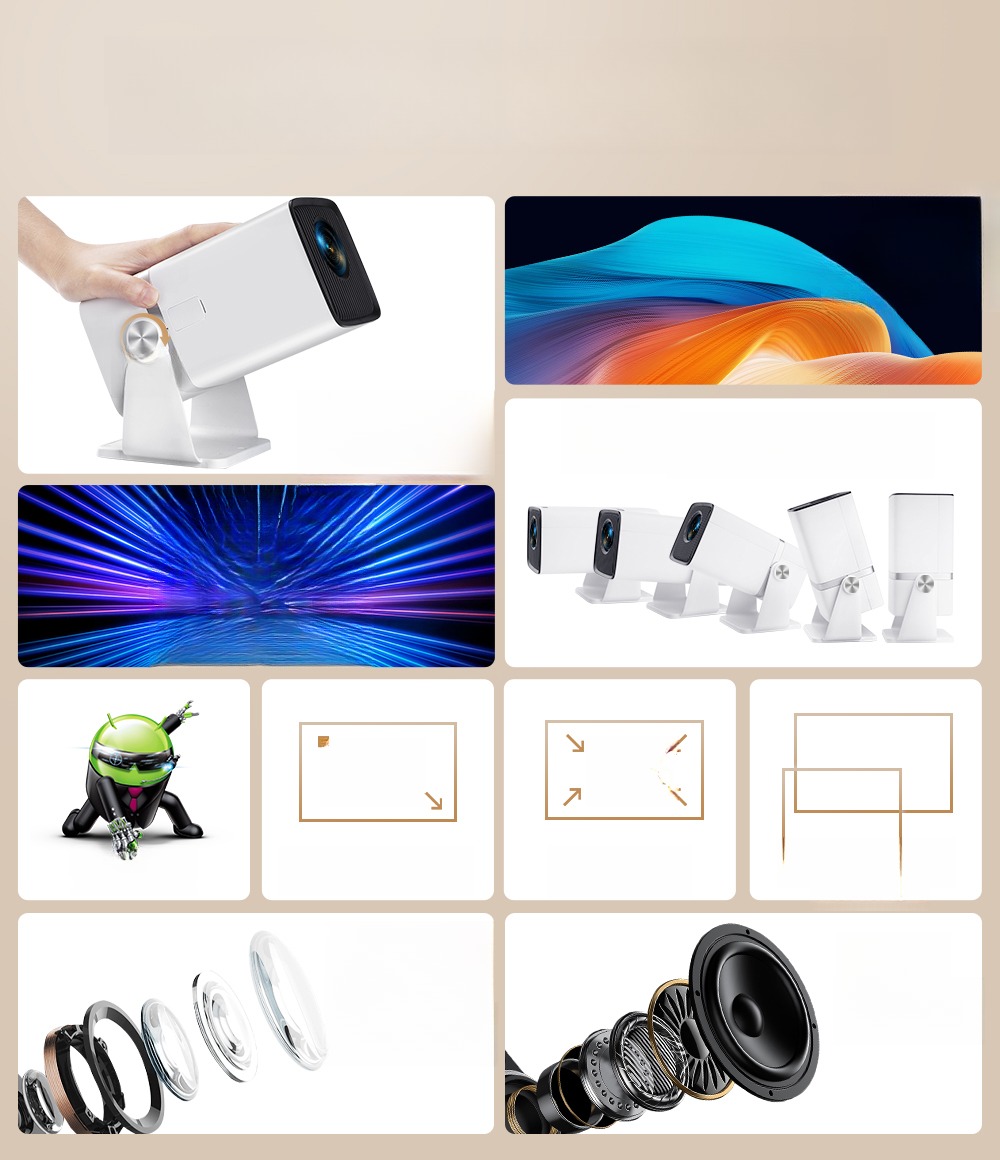 Vidéoprojecteur portable Full HD pour cinéma maison, vue de profil