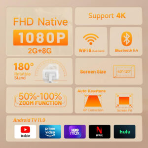 Vidéoprojecteur portable LED Full HD, trois mémoires, vue de trois quarts