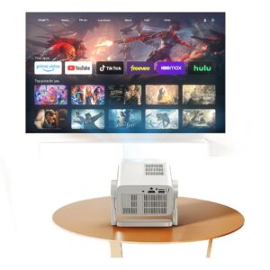 Vidéoprojecteur portable orange et blanc, 1080p natif, 400 ANSI, vue arriere