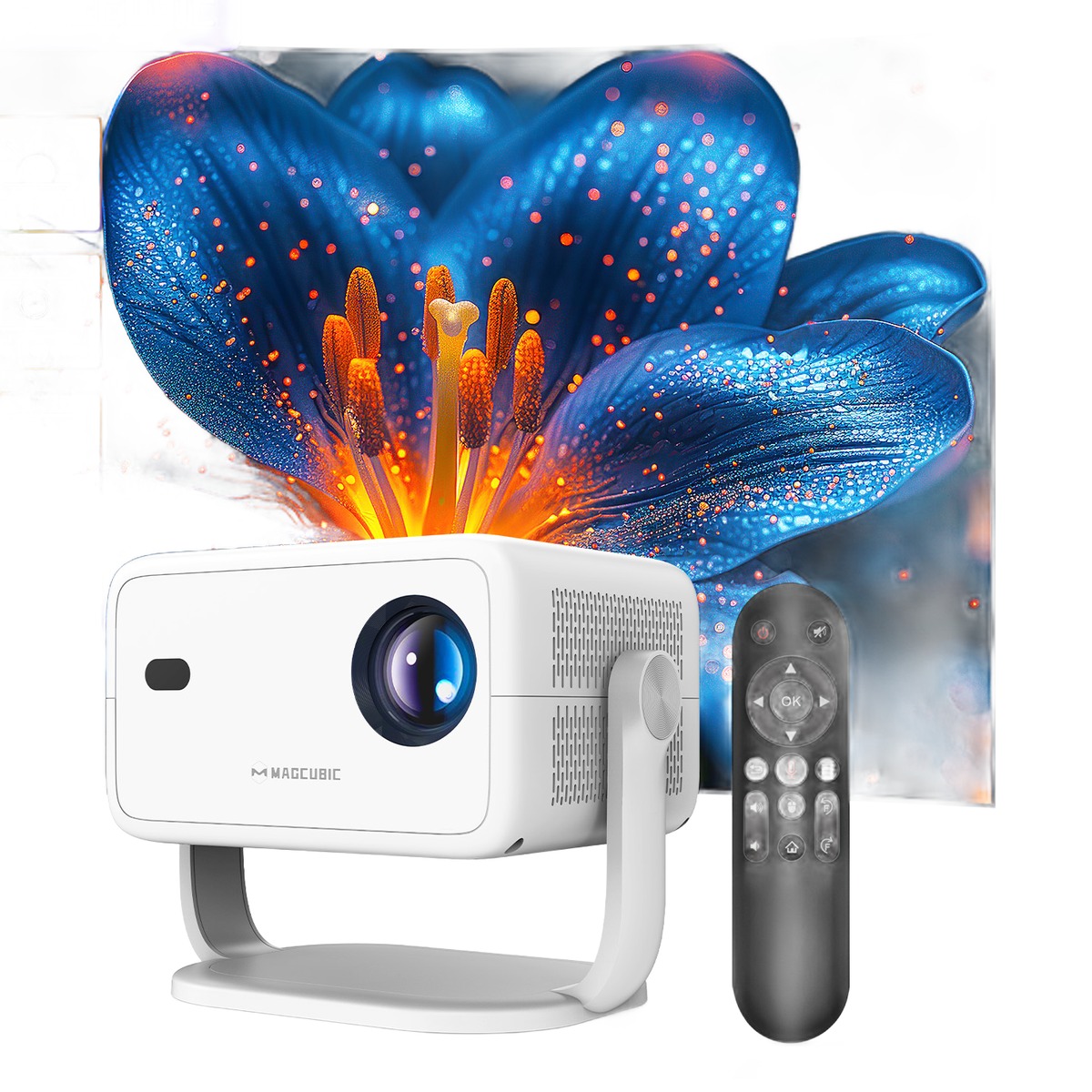 Vidéoprojecteur portable orientable à 360 degrés, 1080p natif et 650, vue principale