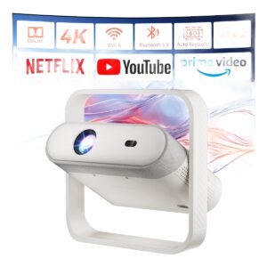 Vidéoprojecteur portable ultra-fin à lumière d'ambiance RVB, 1080p, vue de face