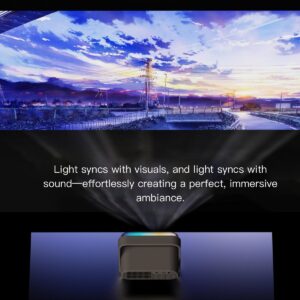 Vidéoprojecteur portable ultra-fin à lumière d'ambiance RVB, 1080p, vue arriere