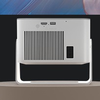 Videoprojecteur portable, vidéo projecteur HY350Max Android14 4K Auto, vue de trois quarts