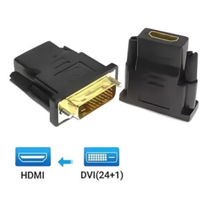 Adaptateur DVI HDMI bidirectionnel, DVI 24+1 mâle vers HDMI femelle, vue de trois quarts